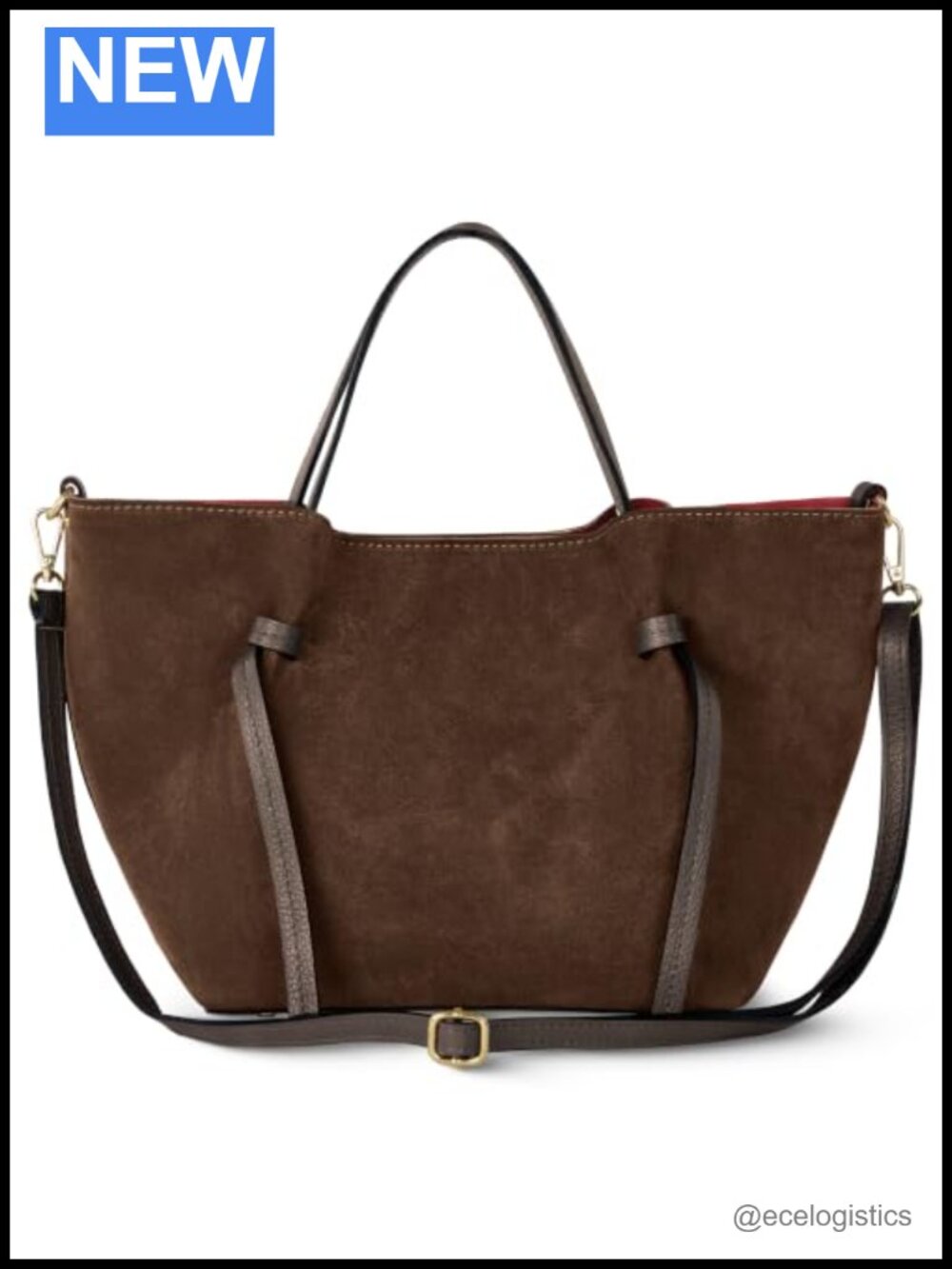 Genuine Suede Tote Bag for Women with Detachable Strap, Structured Top-Handle